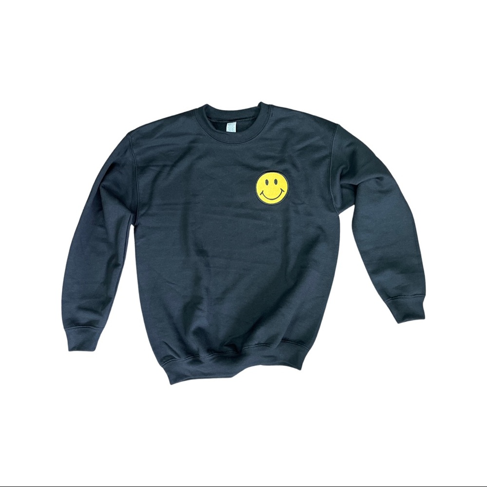 Smiley Face Sweatshirt black Happy Face Shirt - Picture 1 of 1